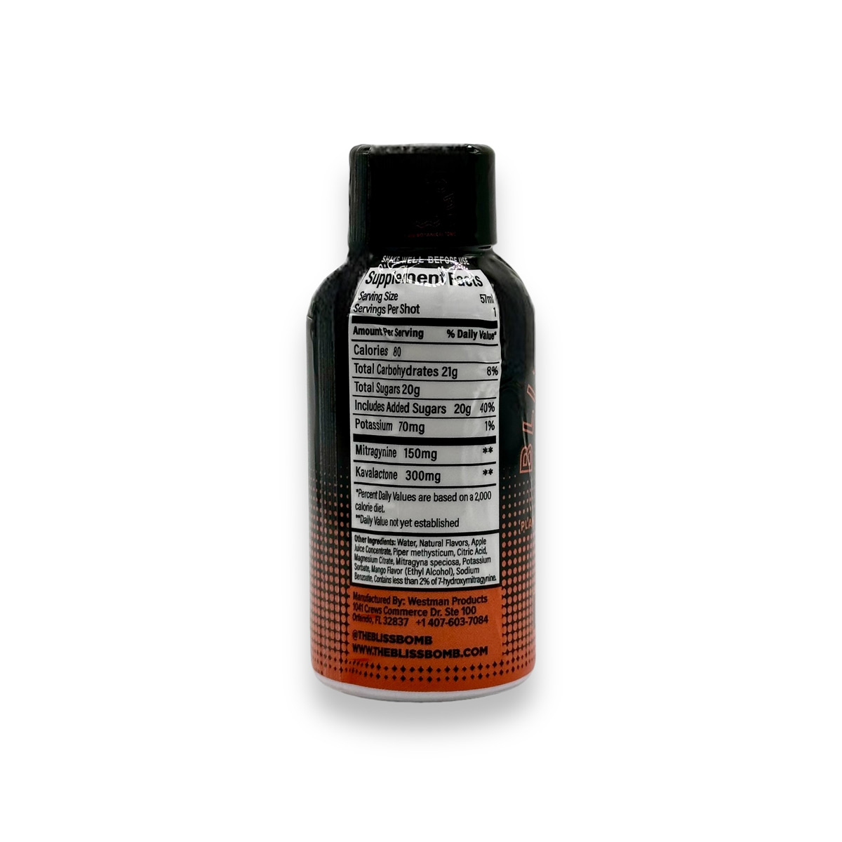 Bliss Bomb Black Kava Kratom Extract Shot Mango 57ml