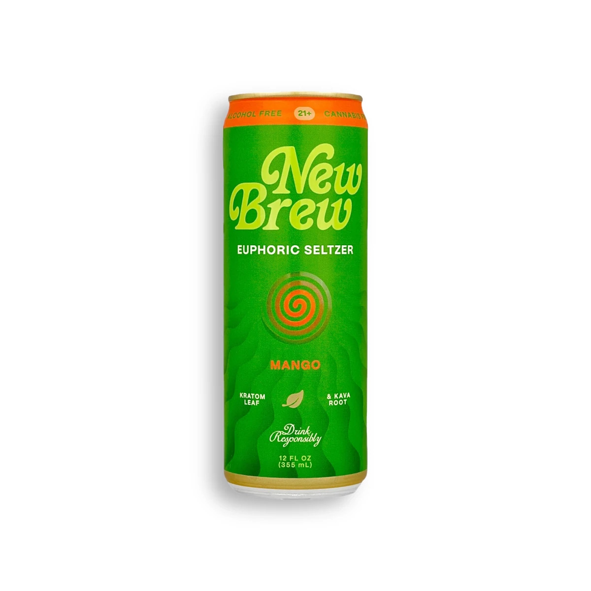 New Brew Kratom and Kava Mango Euphoric Seltzer 12oz