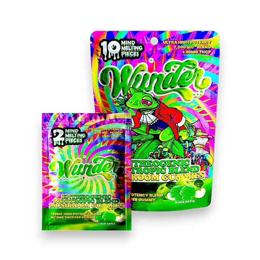 Wunder Entheogenic Nootropic Blend Mushroom Gummies Sour Apple