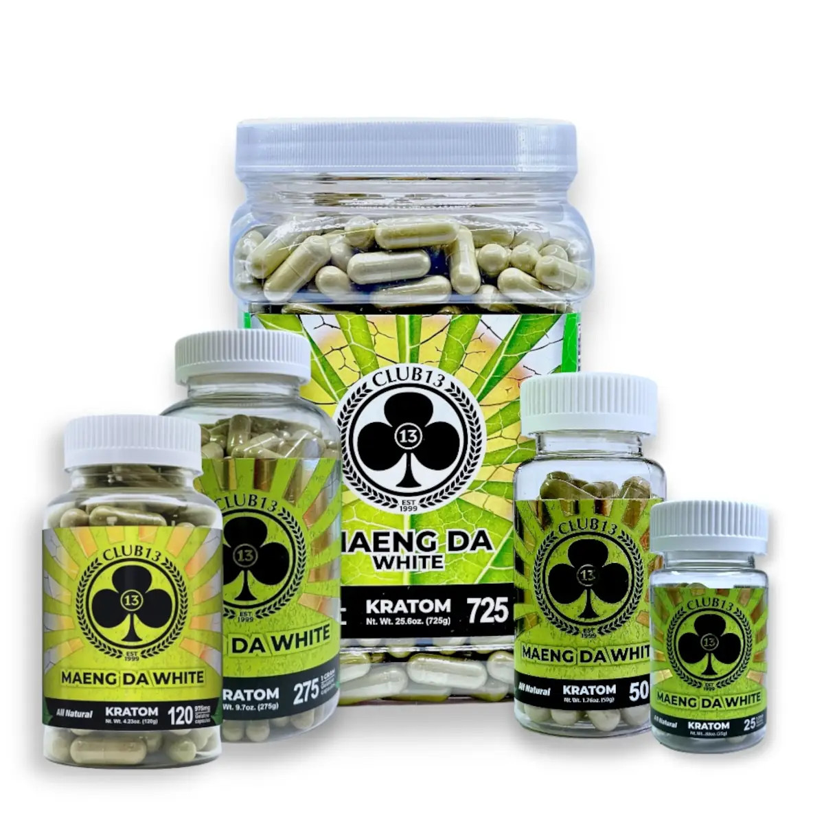 Club 13 975mg Kratom Capsules Maeng Da White