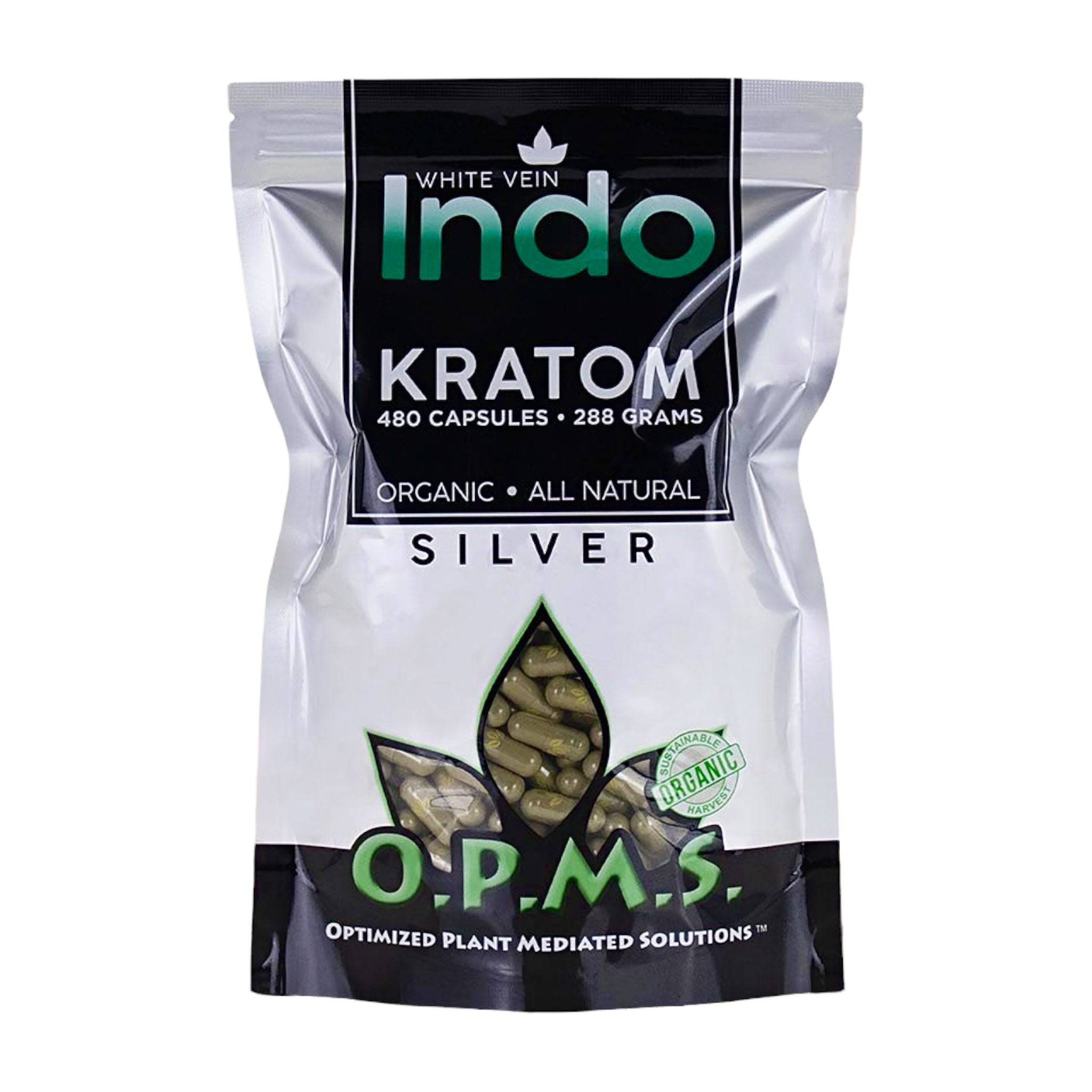 OPMS Silver White Vein Indo Kratom Capsules - Purest Kratom