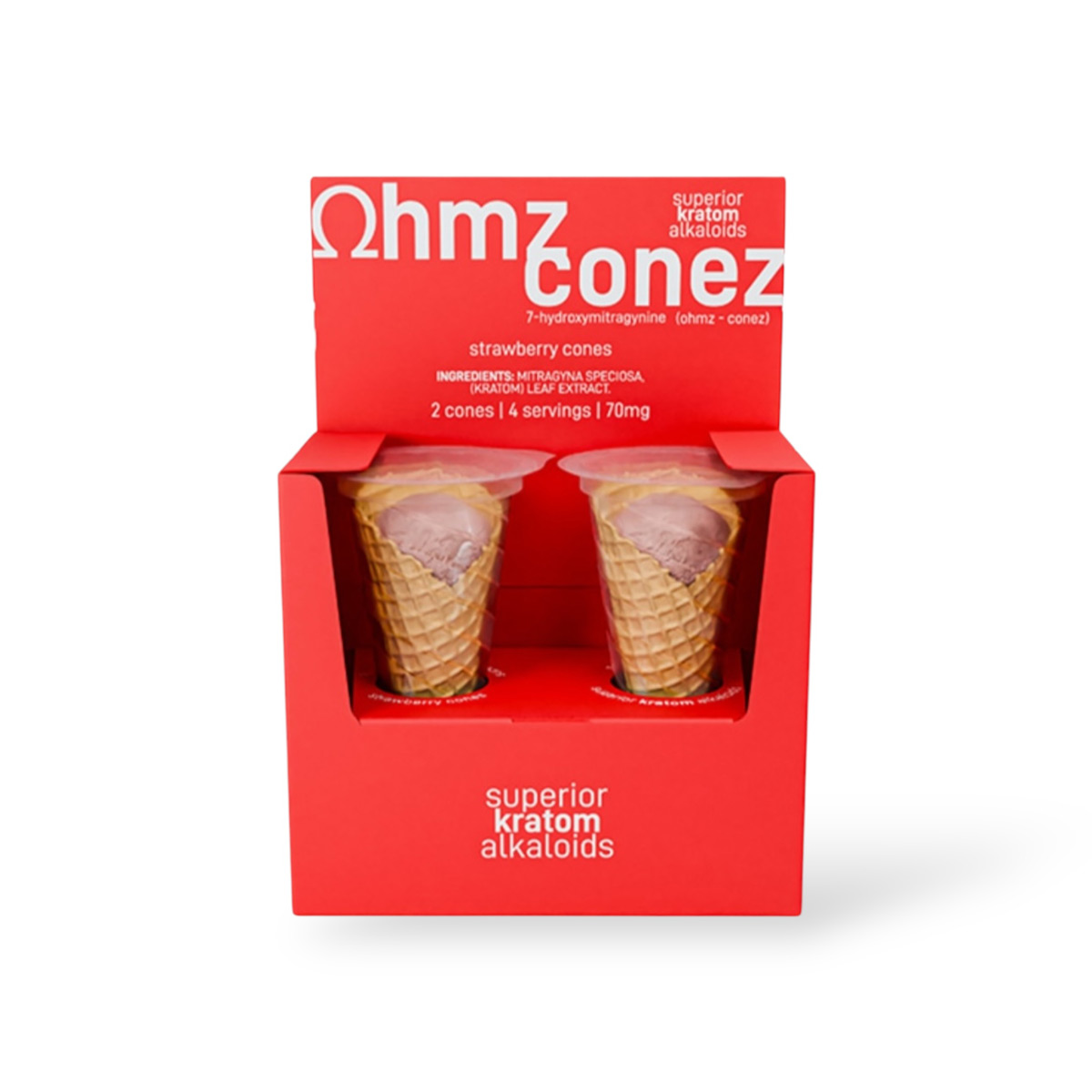OHMZ Conez 7-Hydroxymitragynine Strawberry Cones - Flavorful