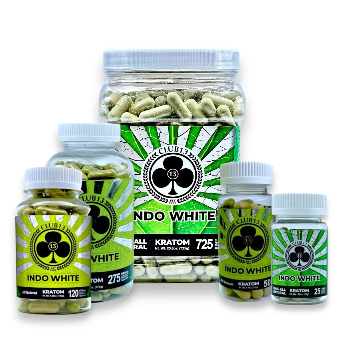 Club 13 975mg Kratom Capsules Indo White