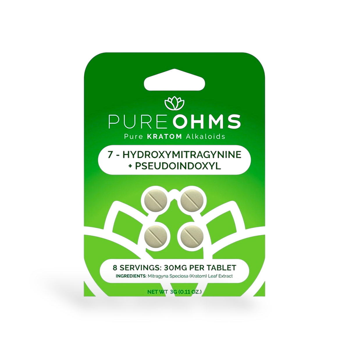 Pure Ohms 30mg 7-Hydroxymitragynine + Pseudoindoxyl Tablets 4ct