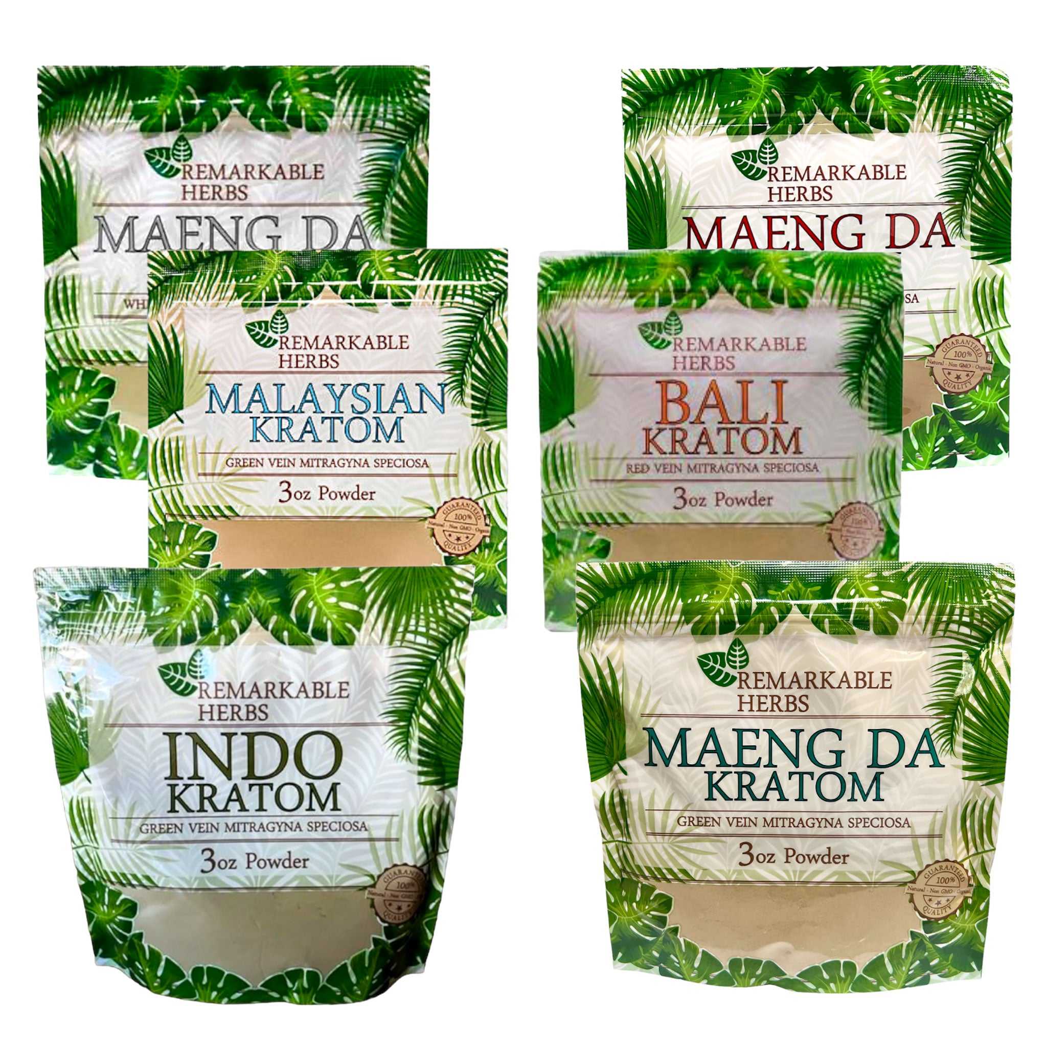 Remarkable Herbs Kratom Powder Sampler Pack - Quality Powder