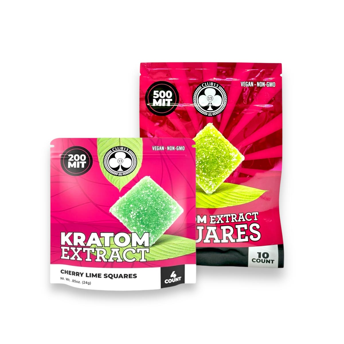 Club 13 Kratom Extract Gummies Cherry Lime Squares