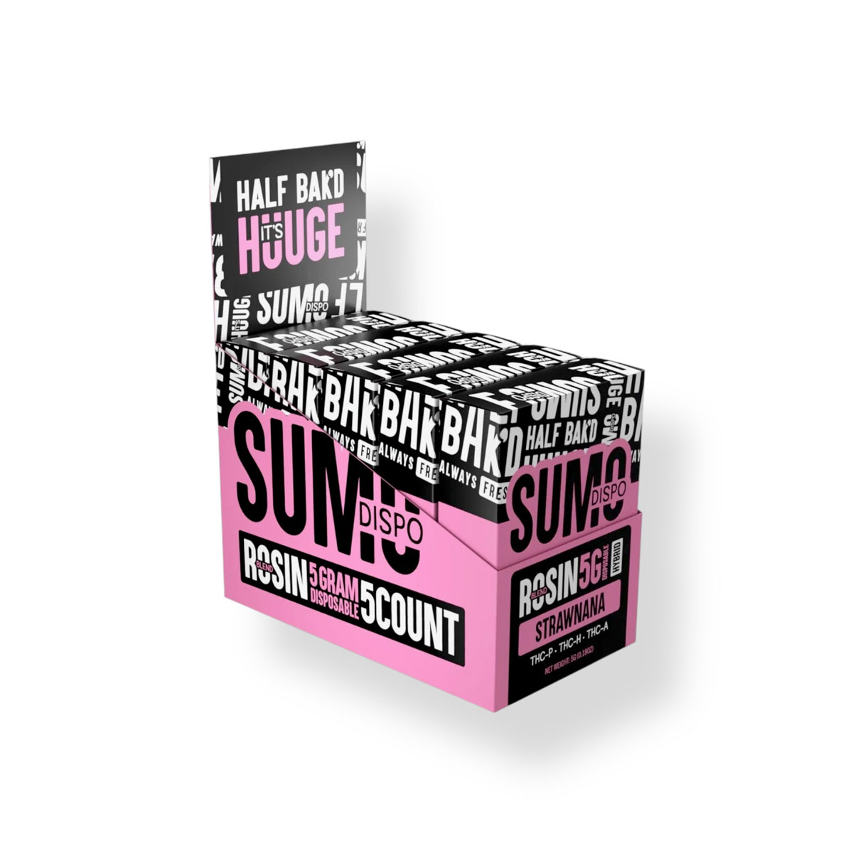 Half Bak'd Sumo Disposable Vape Hybrid Strawnana 5g