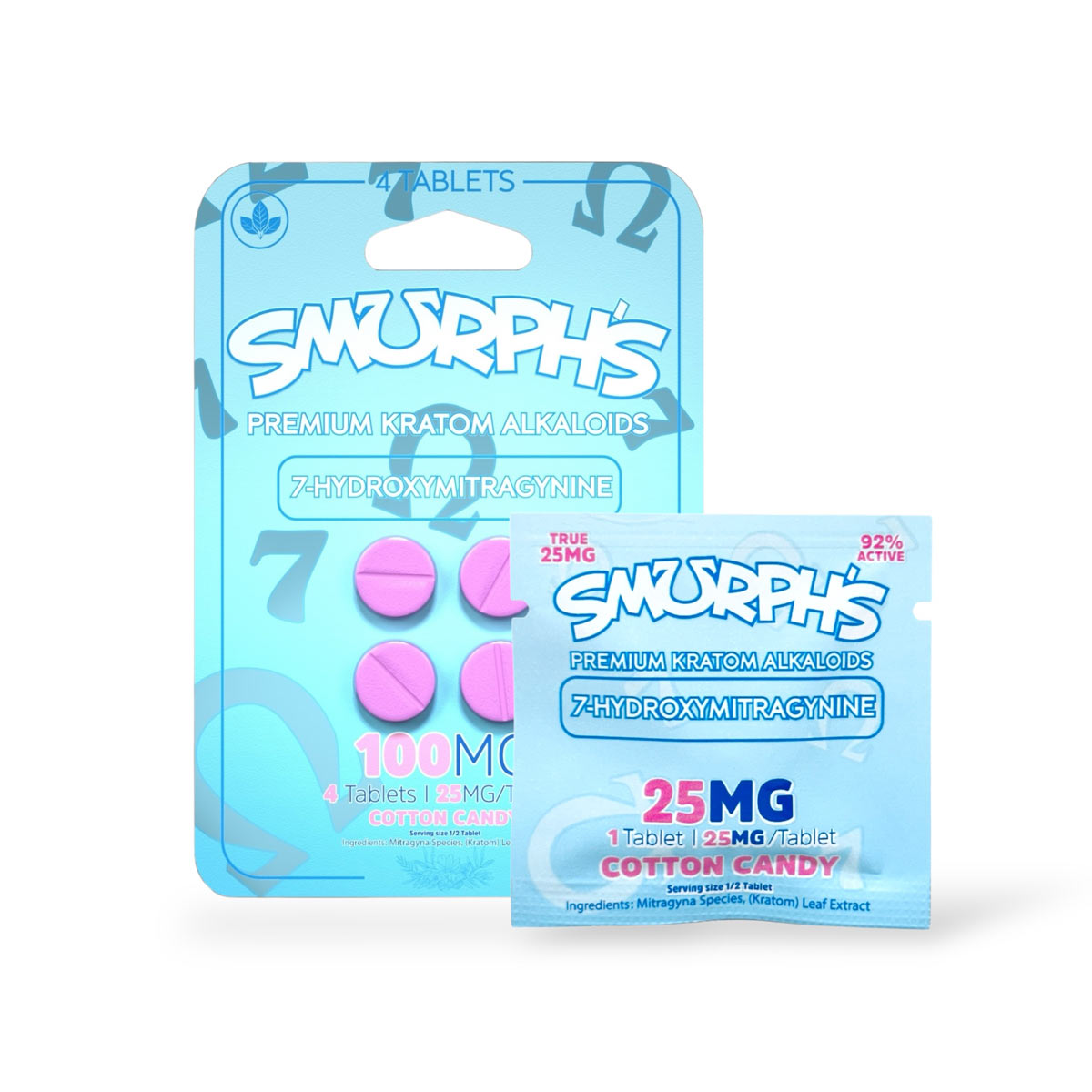 Smurph's 7-Hydroxymitragynine Kratom Extract 25mg Tablets Cotton Candy