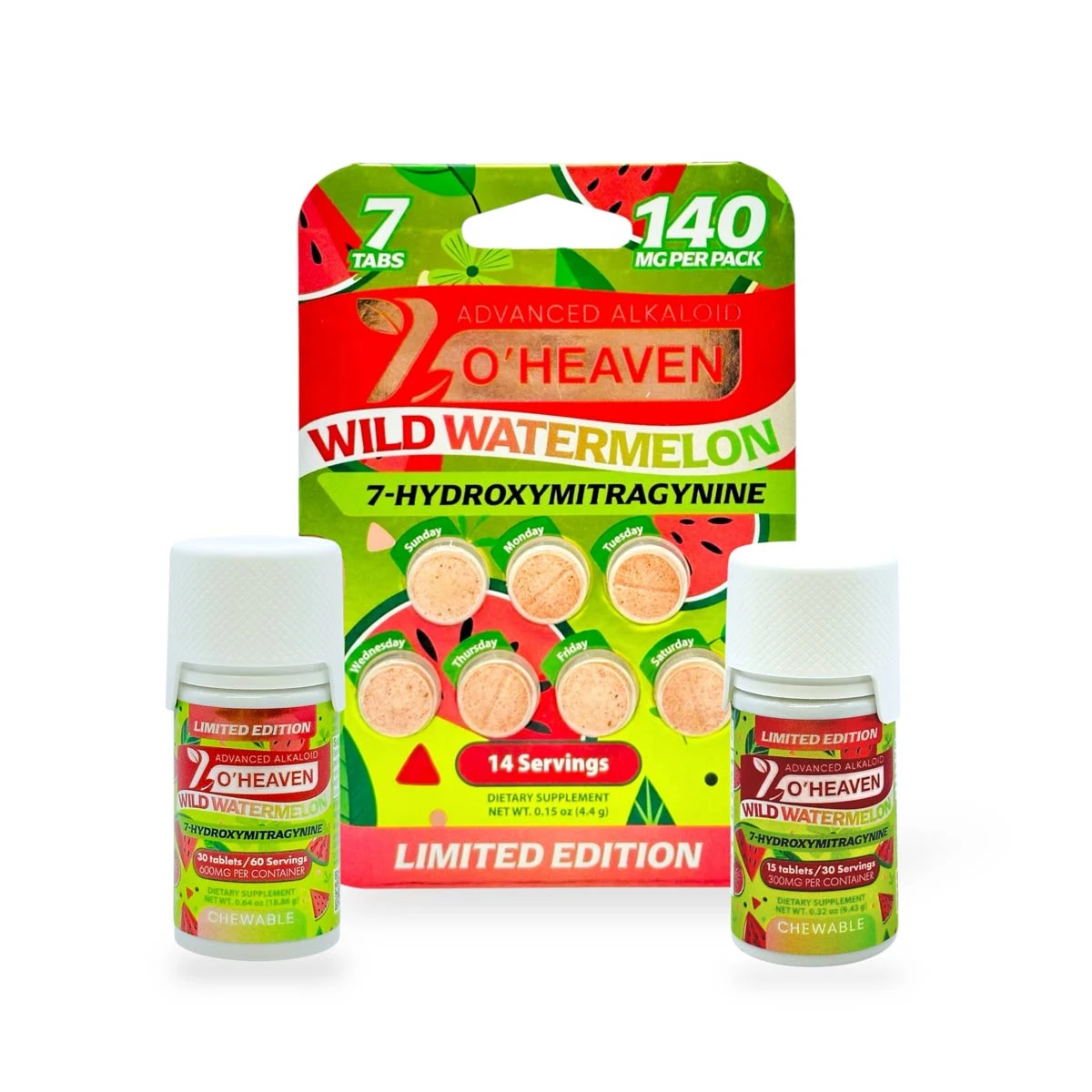 7 O'Heaven 7-OH + Pseudo Kratom Extract Tablets Wild Watermelon 20mg Per Tablet