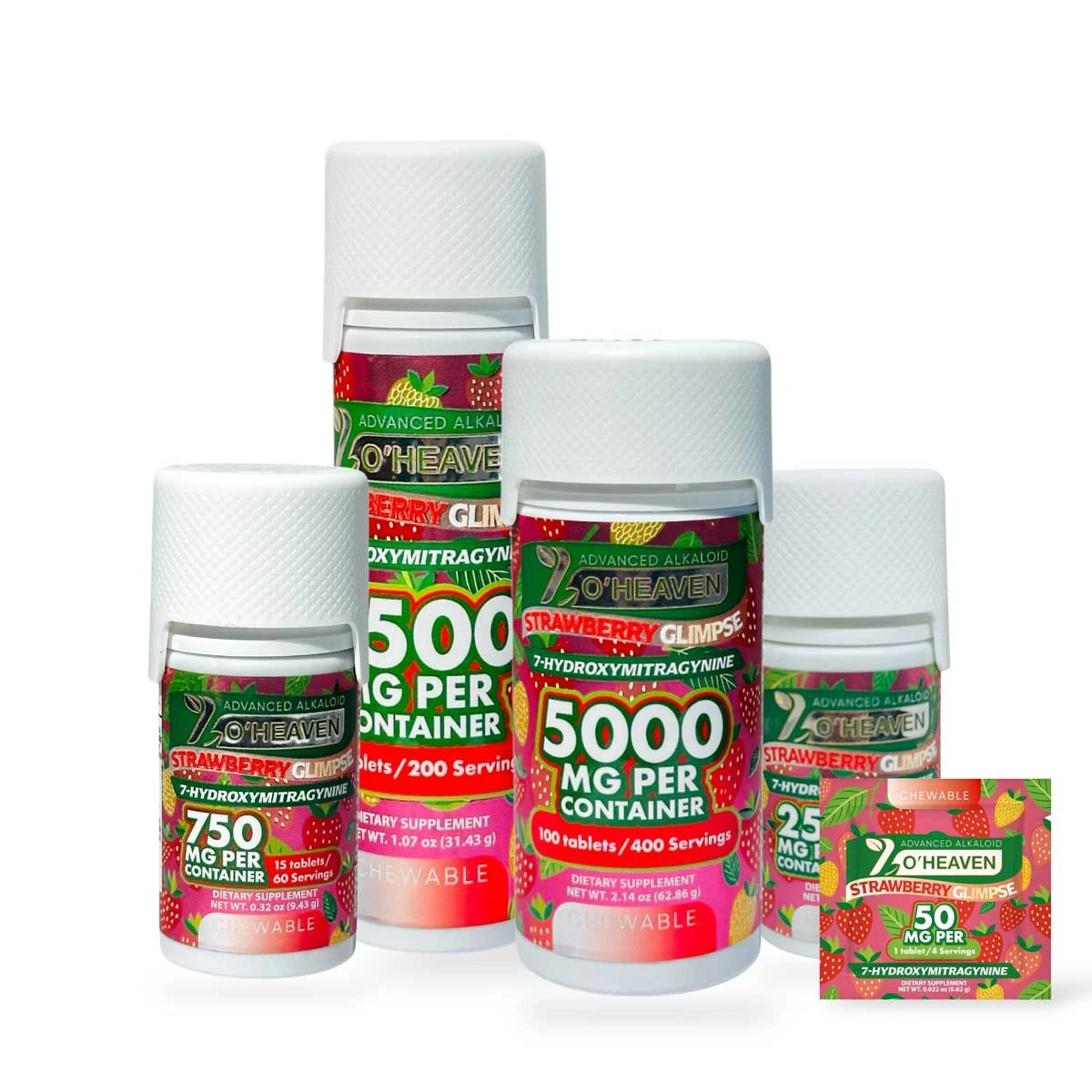 7 O'Heaven 7-OH Kratom Extract Tablets Strawberry Glimpse 50mg Per Tablet