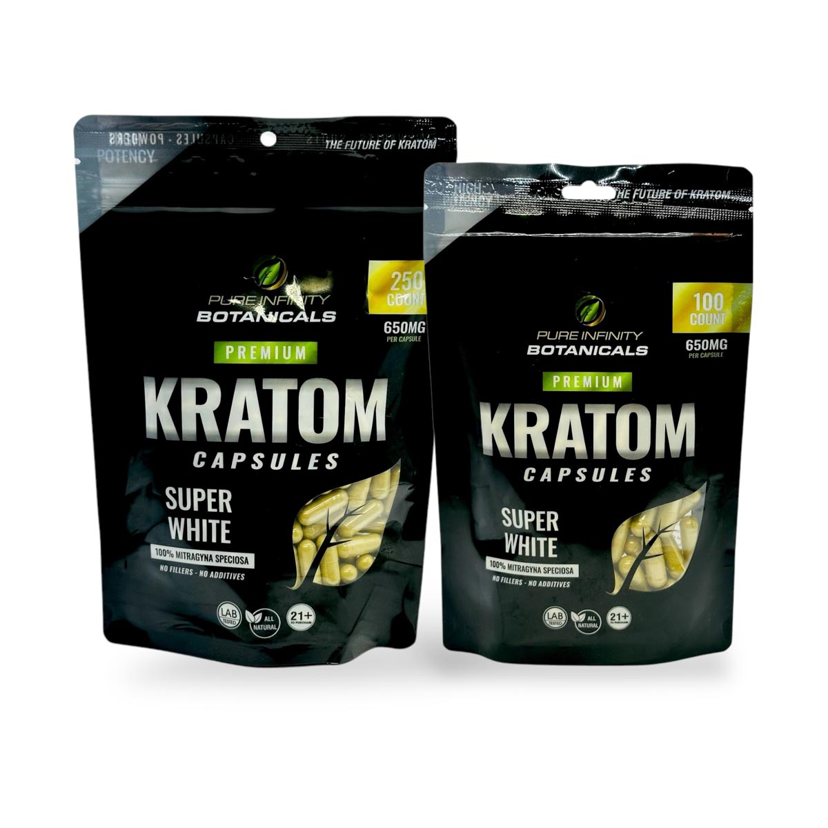Pure Infinity Botanicals Premium Kratom Capsules Super White