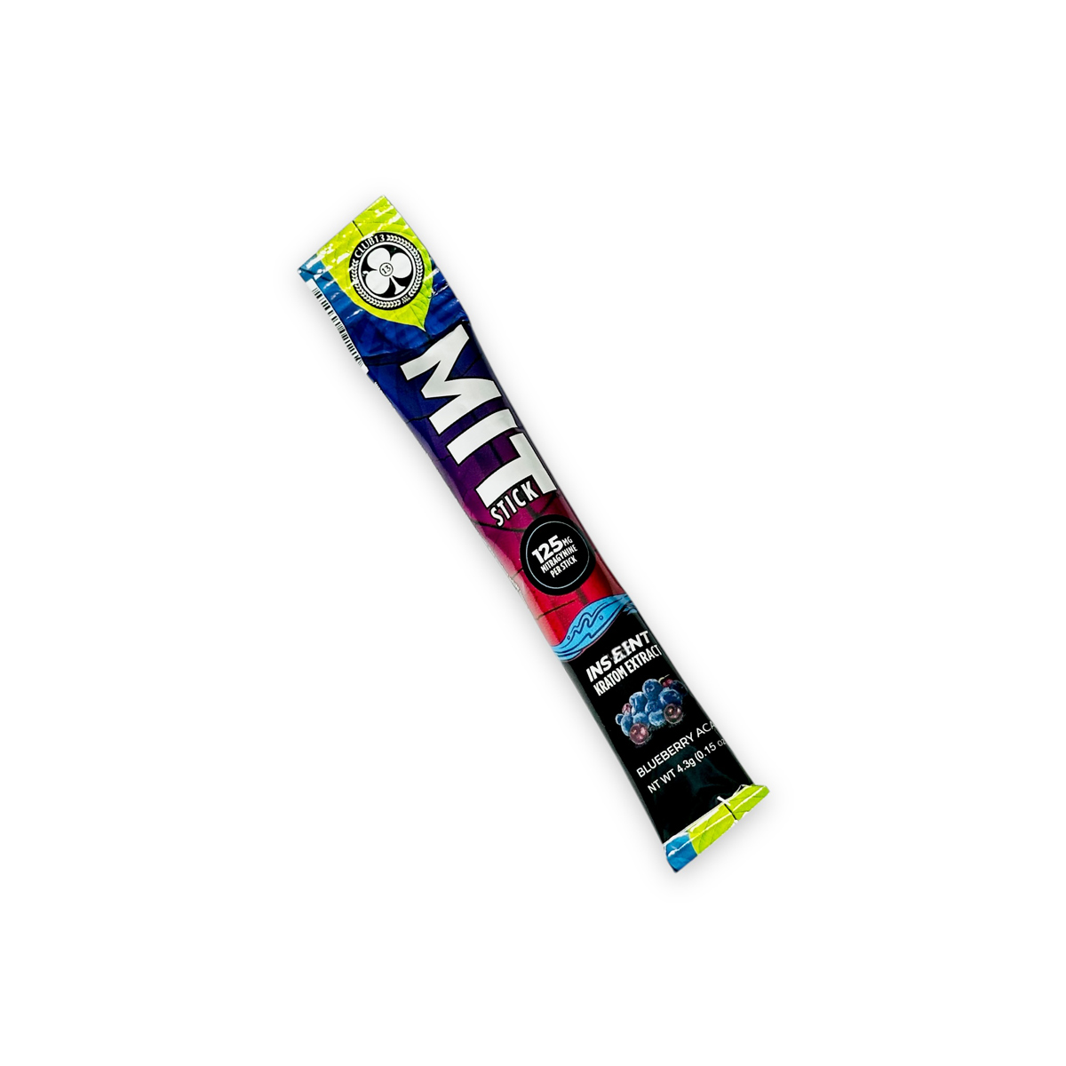 Club 13 Mit Stick Instant Kratom Extract Drink Mix Blueberry Acai 125mg Per Stick