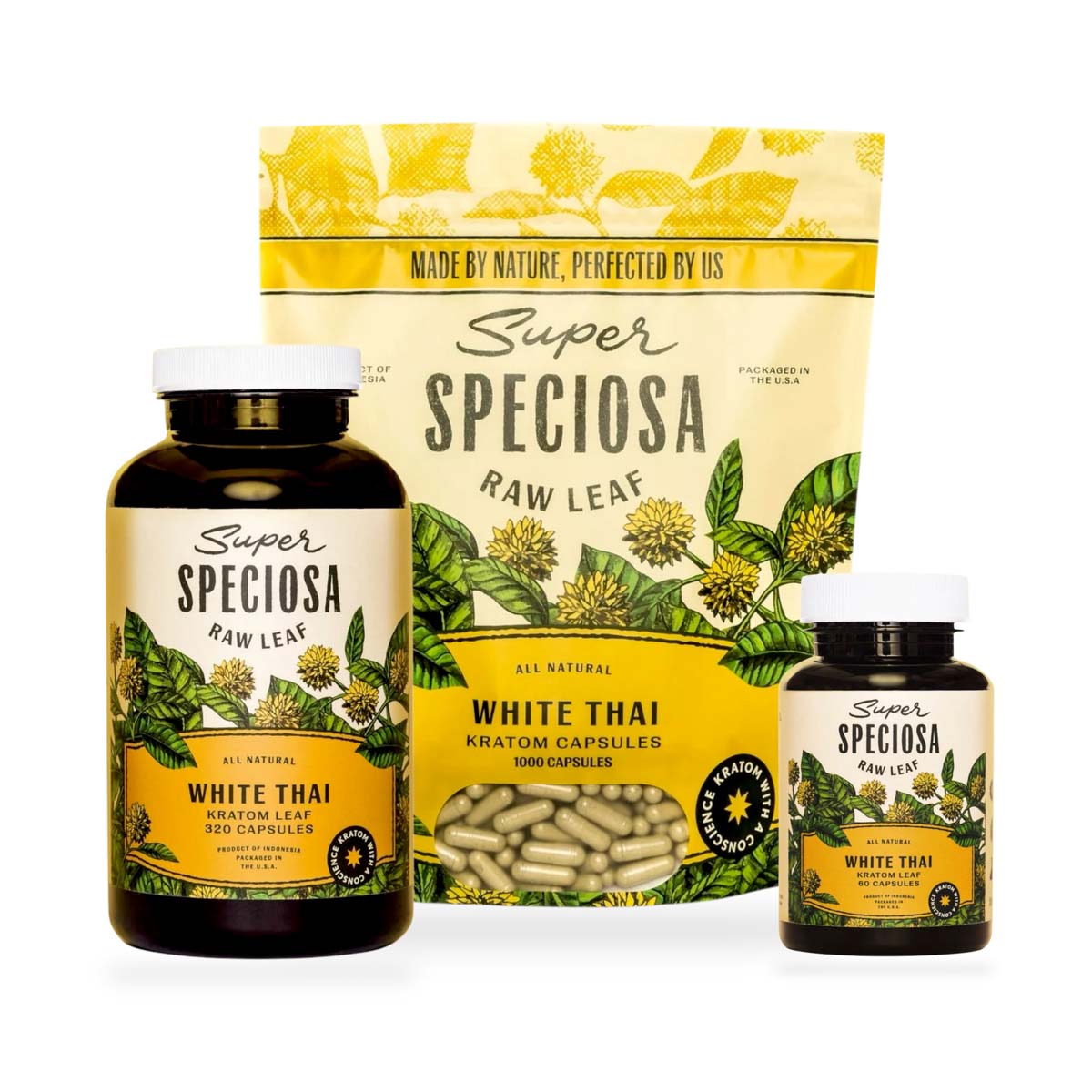 Super Speciosa Raw Leaf Kratom Capsules White Thai