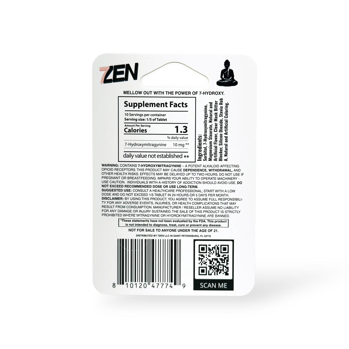 7Zen Watermelon Mello 50mg 7-OH Kratom Chewable Tablet