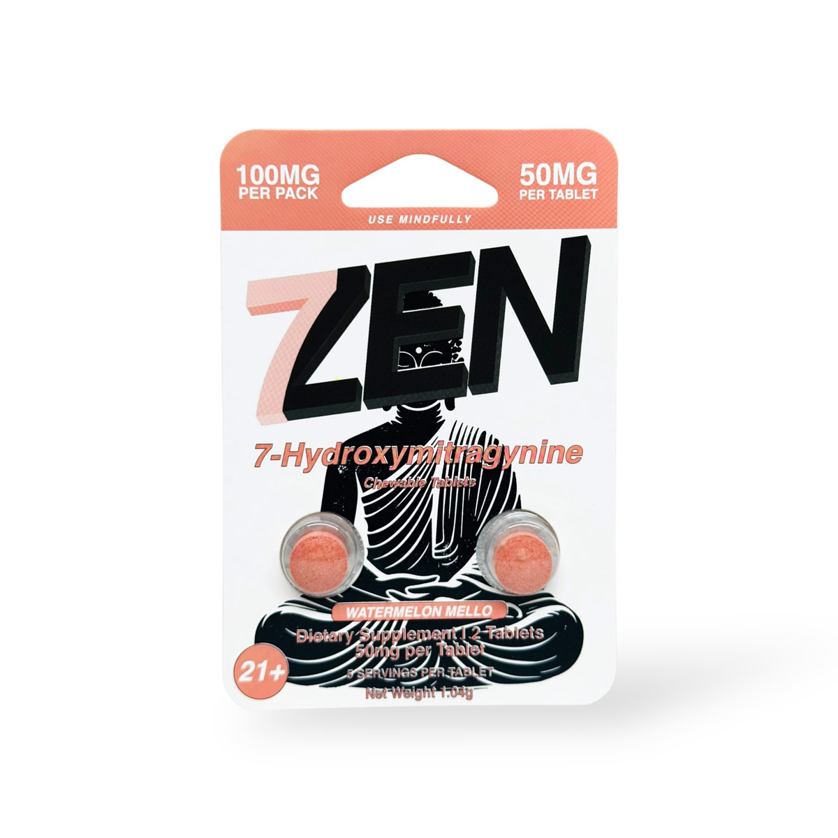 7Zen Watermelon Mello 50mg 7-OH Kratom Chewable Tablet