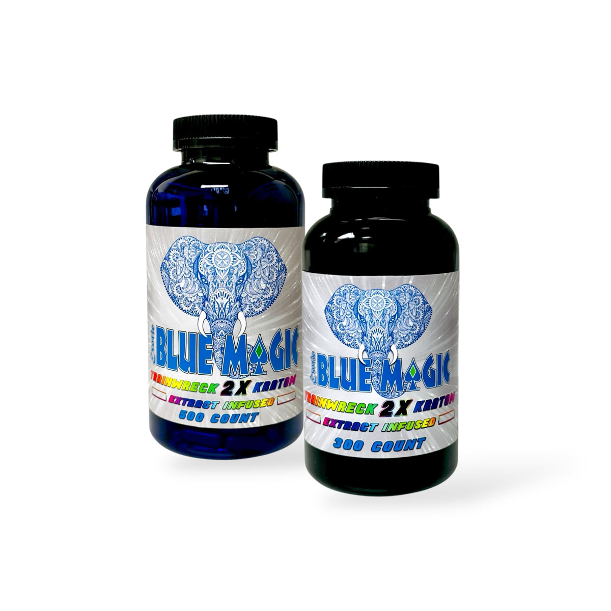 Blue Magic 2X Kratom Extract Infused Capsules Trainwreck