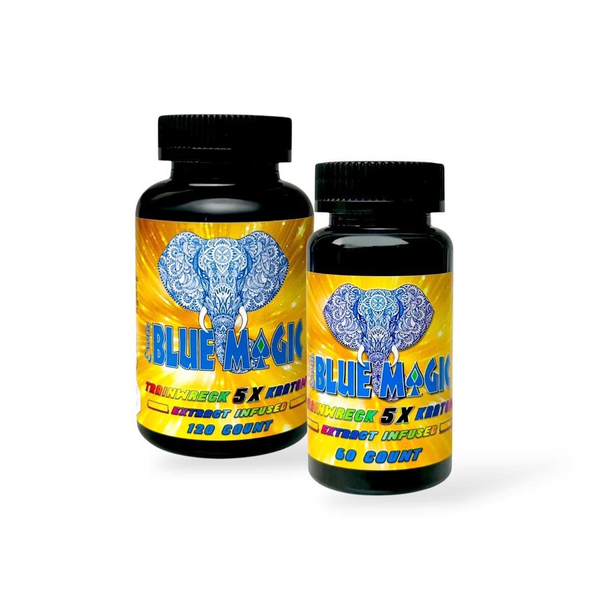Blue Magic 5X Kratom Extract Infused Capsules Trainwreck