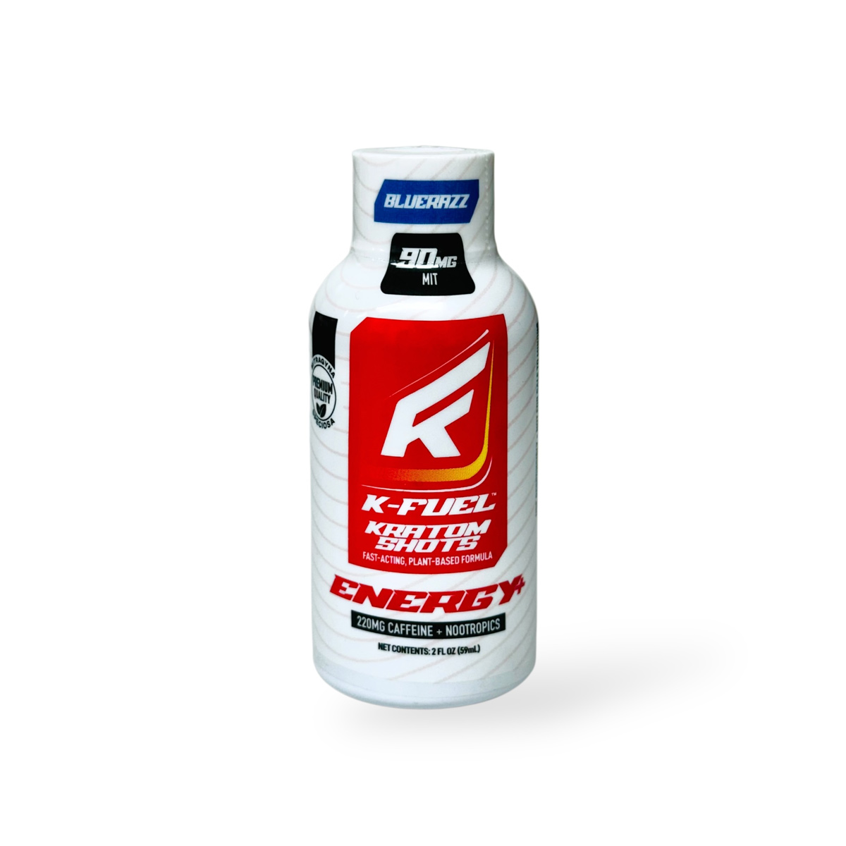 K-Fuel Kratom Energy Shot Blue Razz 90mg 15ml Bottle