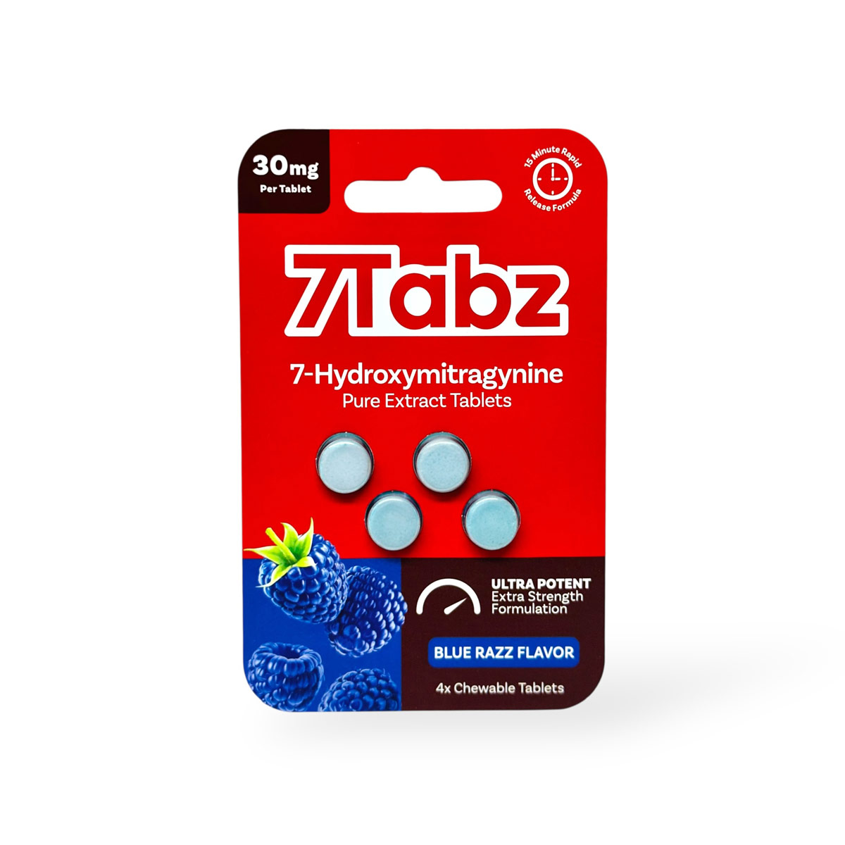 7Tabz Extra Strength 7-OH Kratom Tablets Blue Razz 30mg
