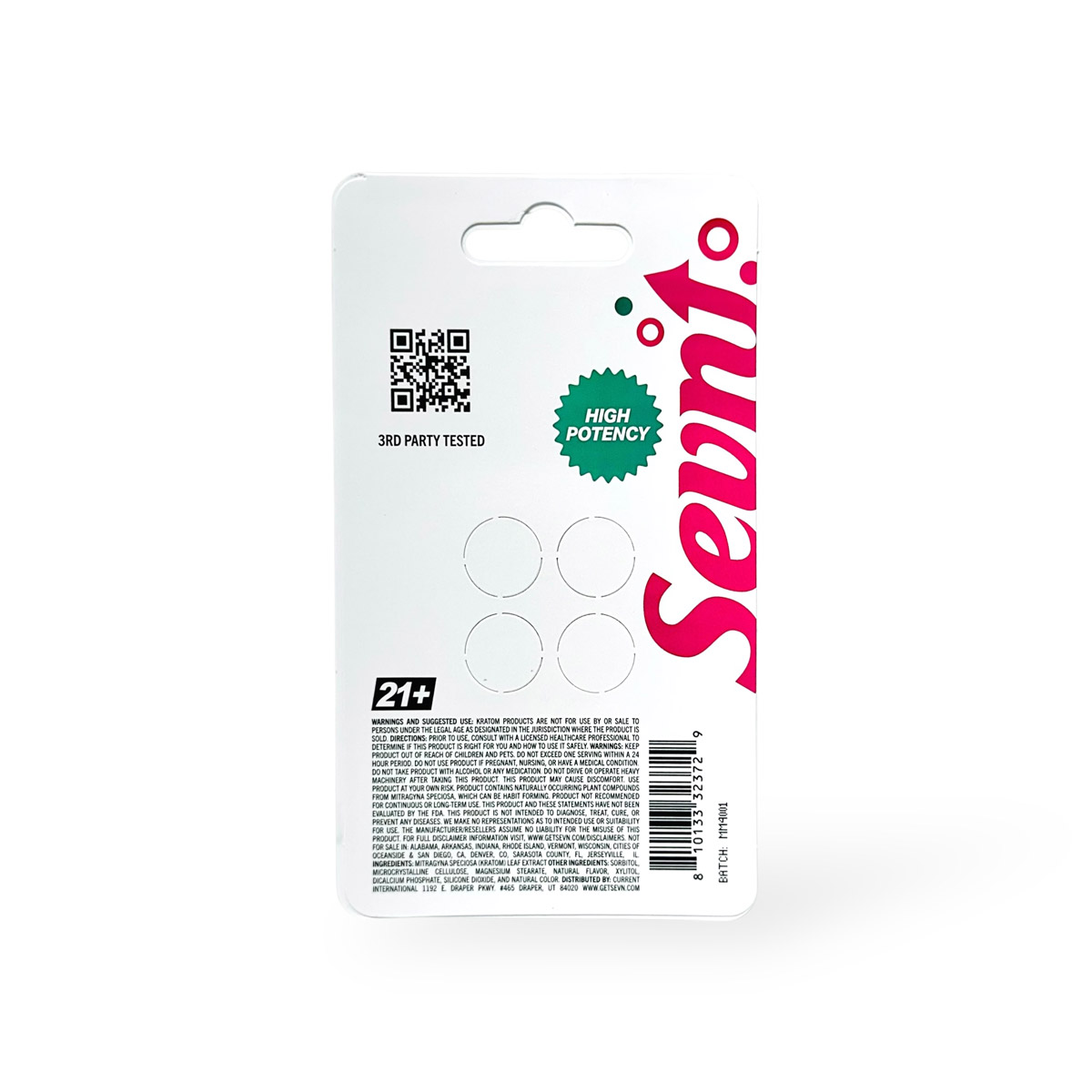 Mintページ Sevn Minty Melons 7-OH Tablets 50mg – Extra Strength Chewable