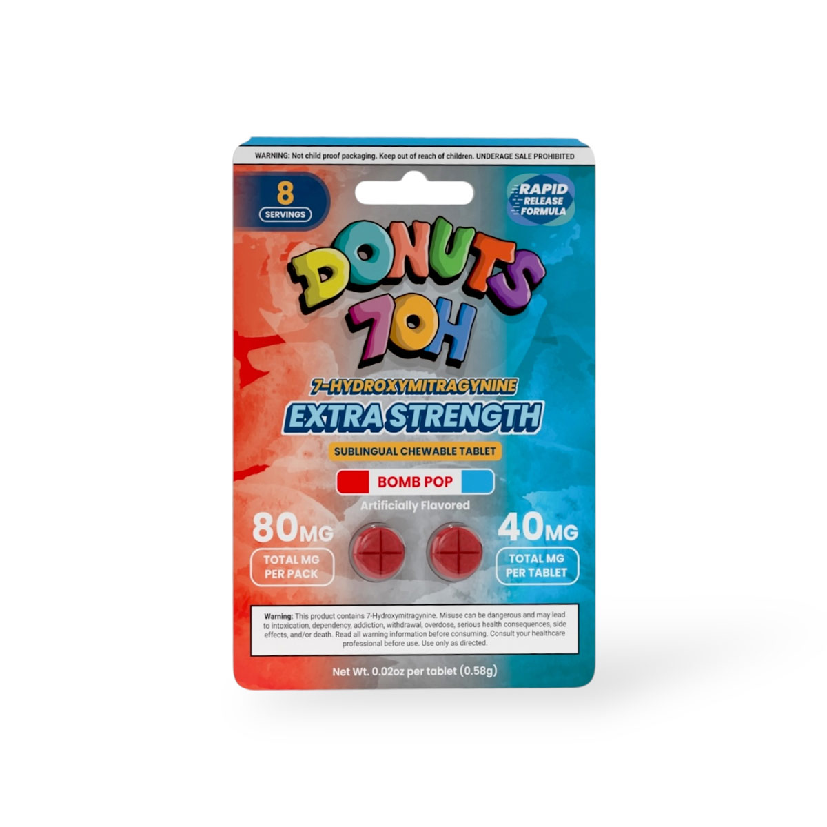 Donuts 7-OH Extra Strength Chewable Tablets Bomb Pop 40mg Per Tablet