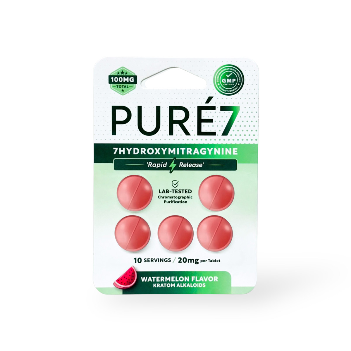 Pure7 Rapid Release 20mg 7-OH Watermelon Chewable Tablets