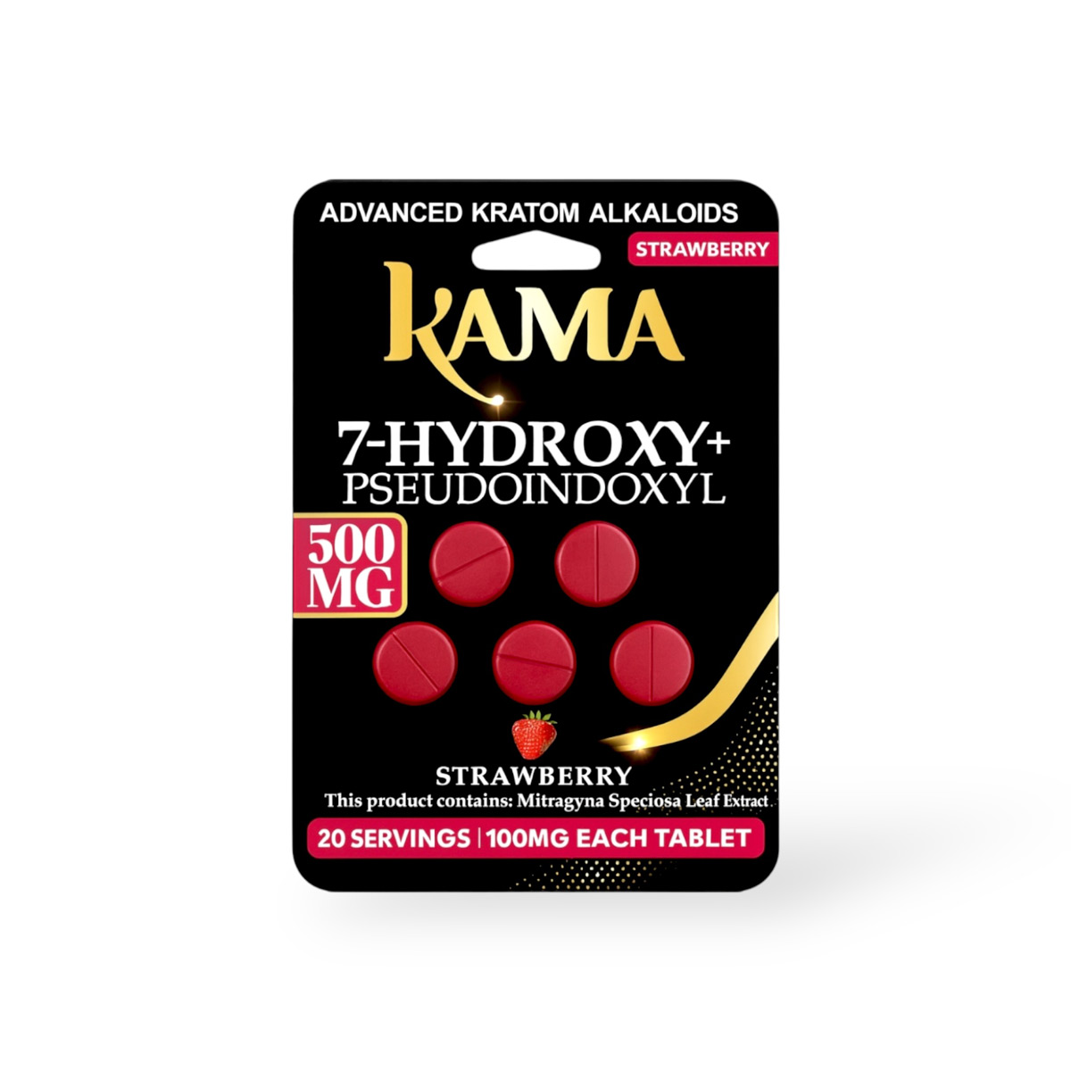 Kama 7 Hydroxy + Pseudoindoxyl Chewable Tablets Black Strawberry 100mg Per Tablet