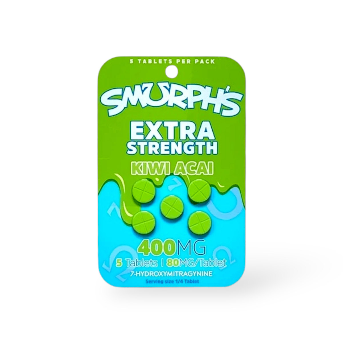 Smurph's Extra Strength 7-Hydroxymitragynine Kratom Extract Tablets Kiwi Acai 80mg Per Tablet