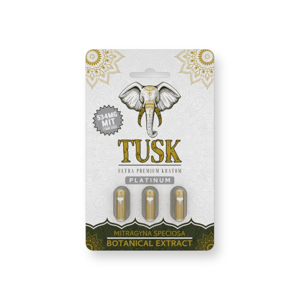 Tusk Platinum Ultra Premium Extract Kratom Capsules 3 Ct 534mg