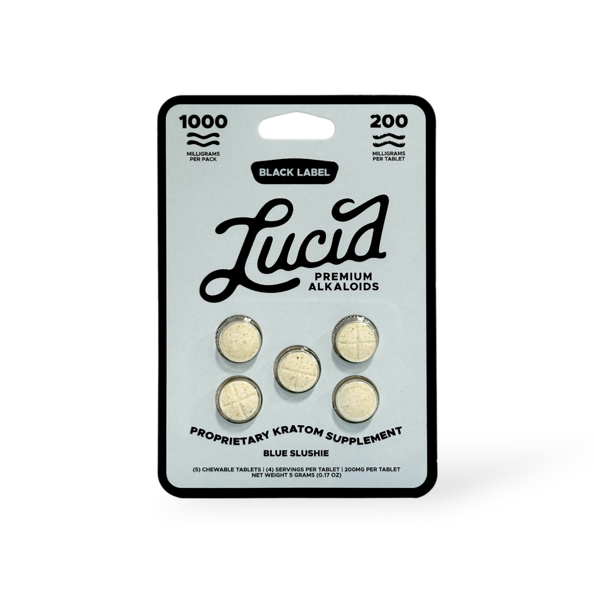 Lucid Black Label Kratom Extract 200mg Chewable Tablet – Blue Slushie