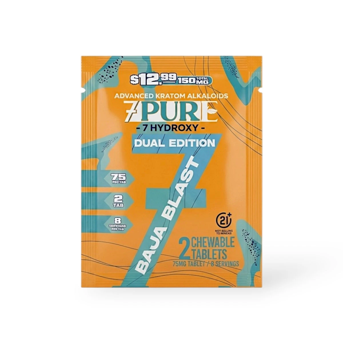7Pure Dual Edition 7- Hydroxy Chewable Tablets Baja Blast 75mg