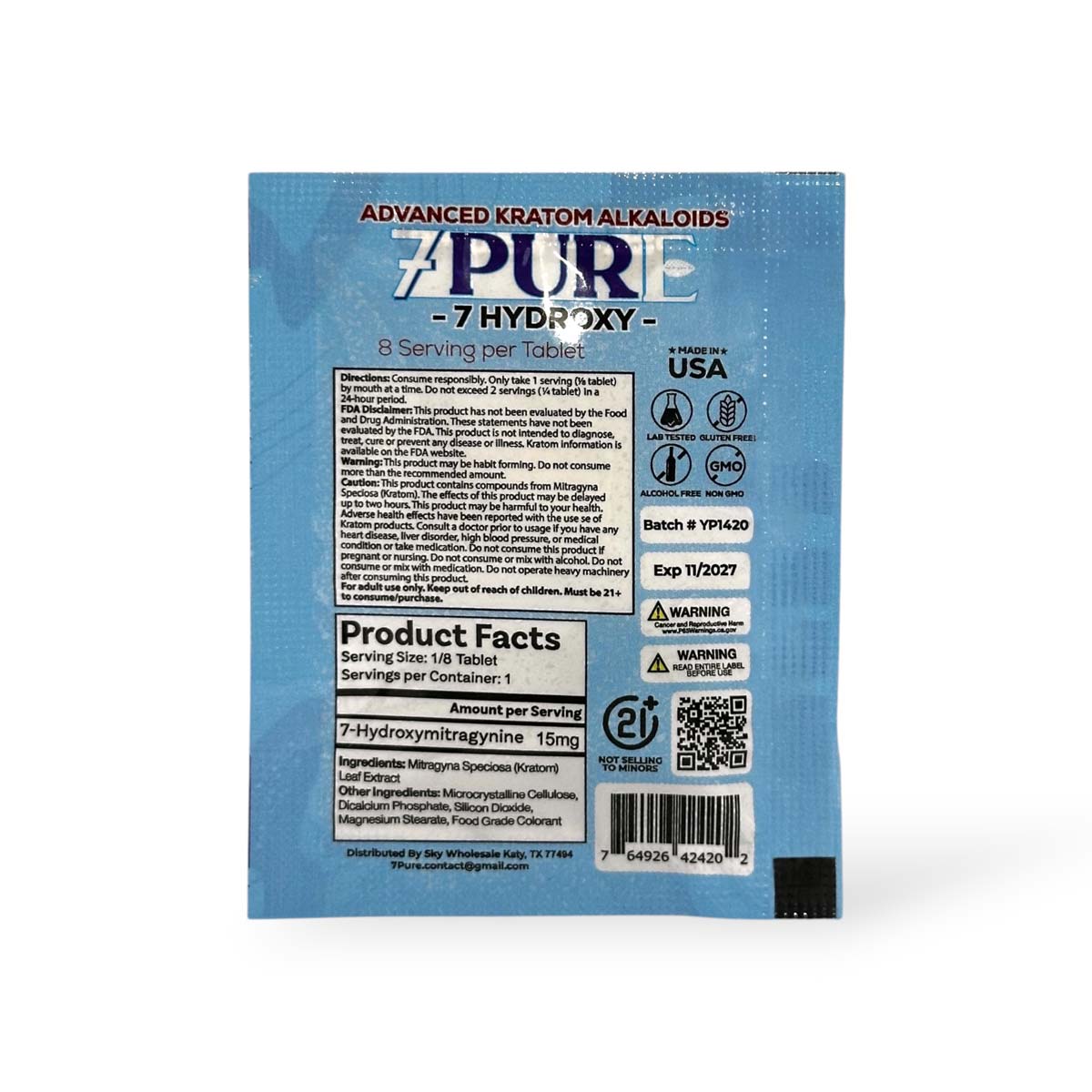 7Pure 7- Hydroxy Chewable Tablets Blue Razz 120mg