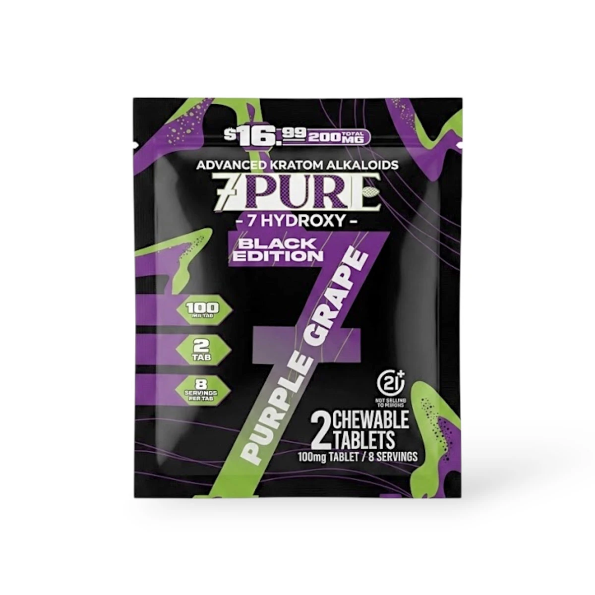 7Pure Black Edition 7- Hydroxy Chewable Tablets Purple Grape 100mg