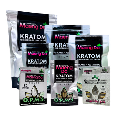 OPMS Silver Maeng Da Kratom Capsules Green Vein