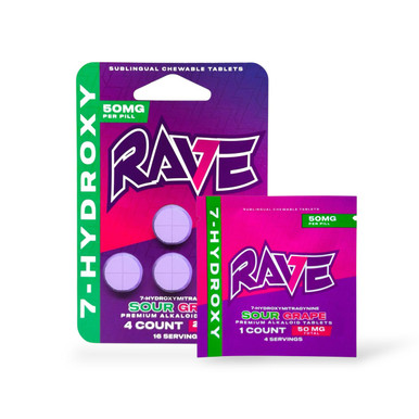 Pink Rave Tablets Rave 7-Hydroxy Sublingual Chewable Tablet Sour Grape 50mg