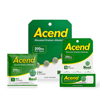 Acend Kratom Alkaloid Chewable Tablet Mint 200mg
