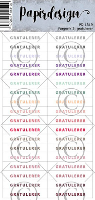 Klistremerker PD 1319 Fargerik2, Gratulerer