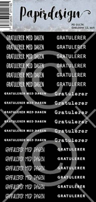 Klistremerker PD 01174 Gratulerer 12 svart