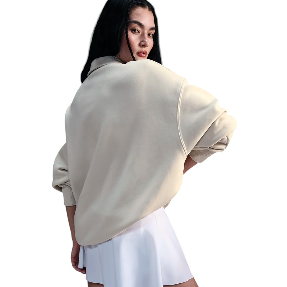 Nike Women's Beige Oversized Short-Zip Fleece
