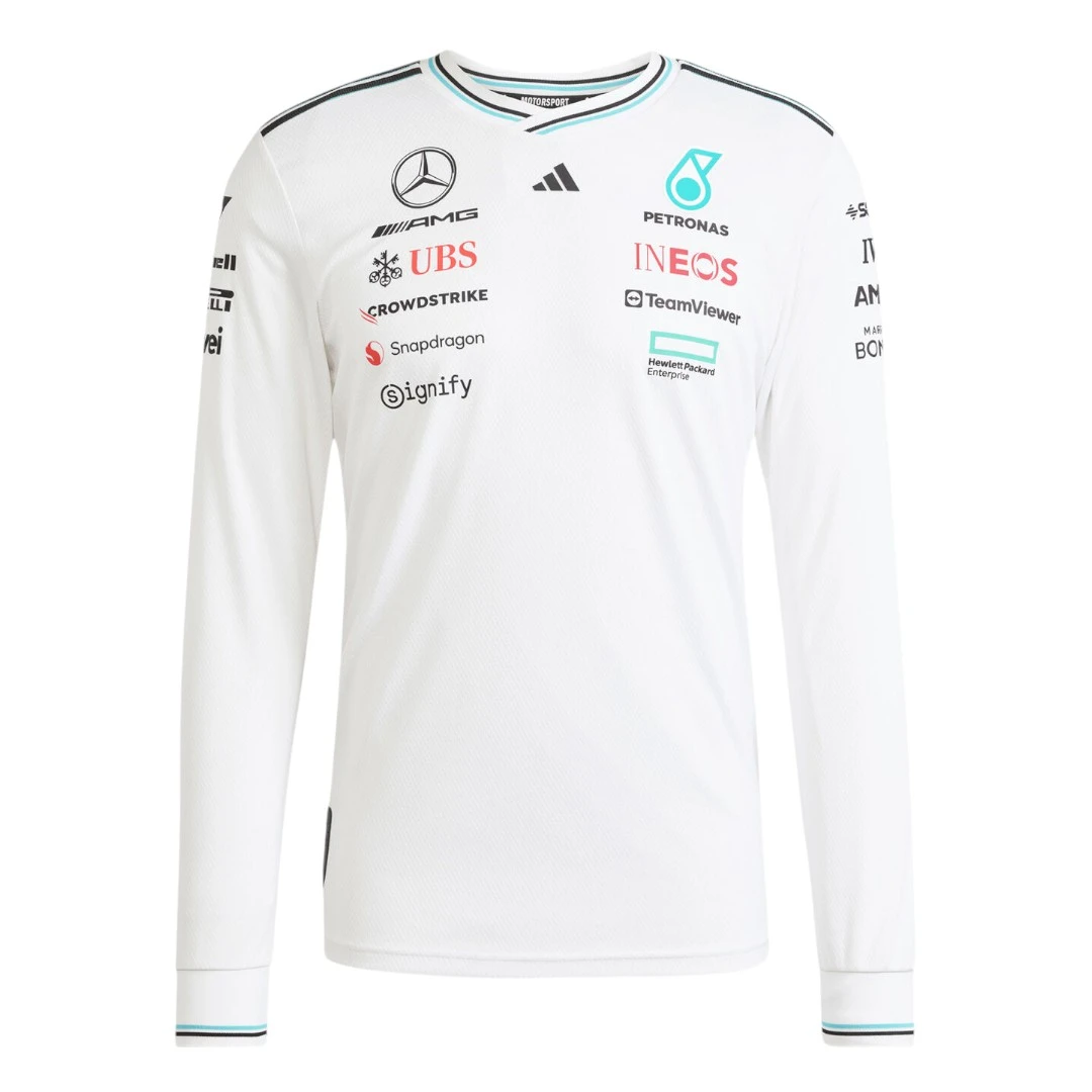 Mercedes-AMG 2025 White Authentic Long Sleeve Driver T-Shirt