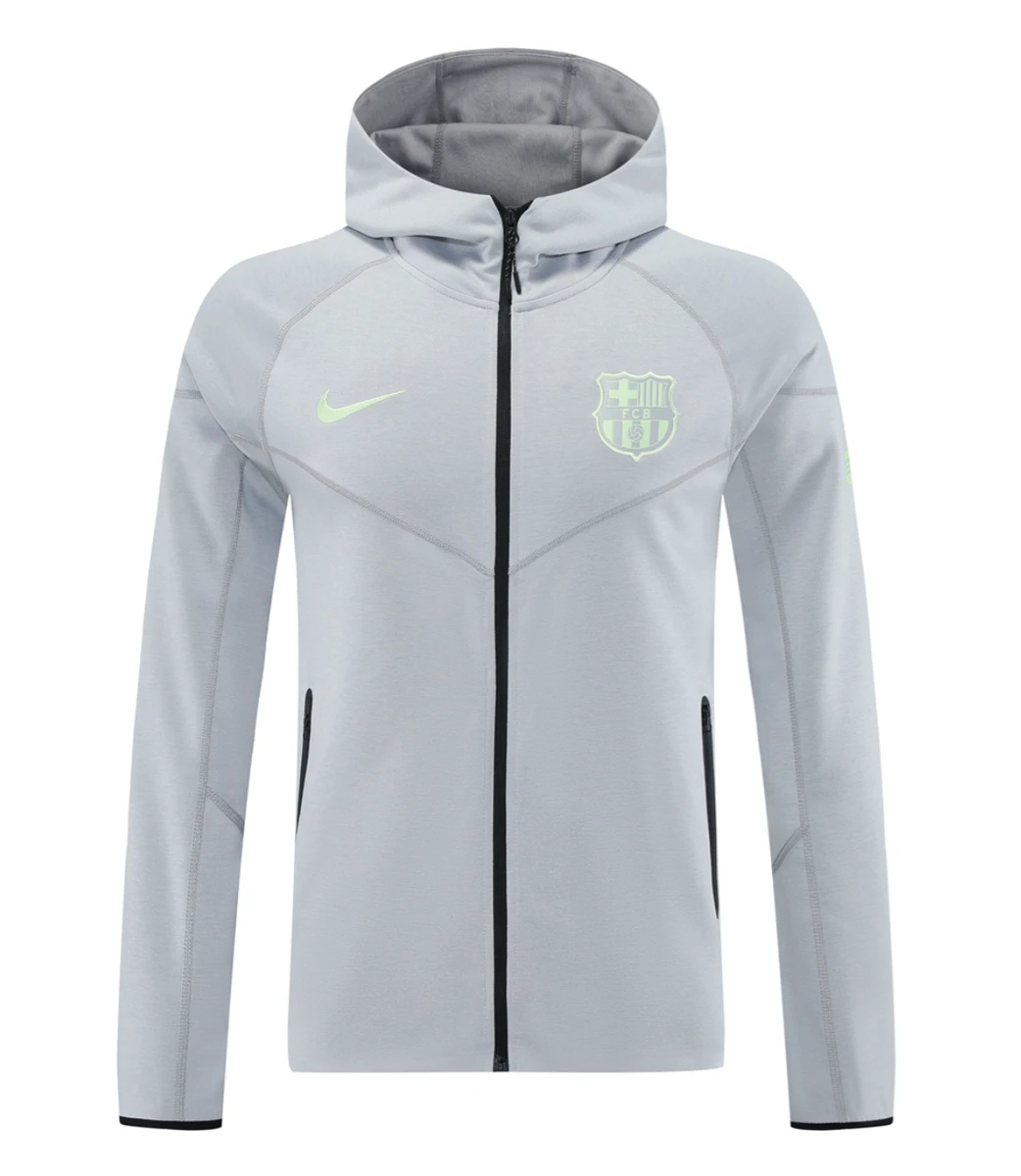 Barcelona 24/25 Men's Gray Long Zip Hoodie Tracksuit