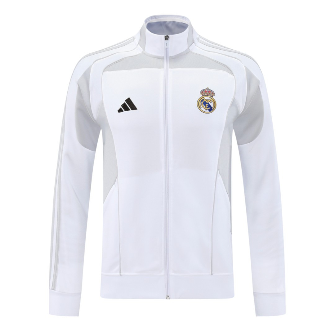 Real Madrid 25/26 Men's White Long Zip Jacket