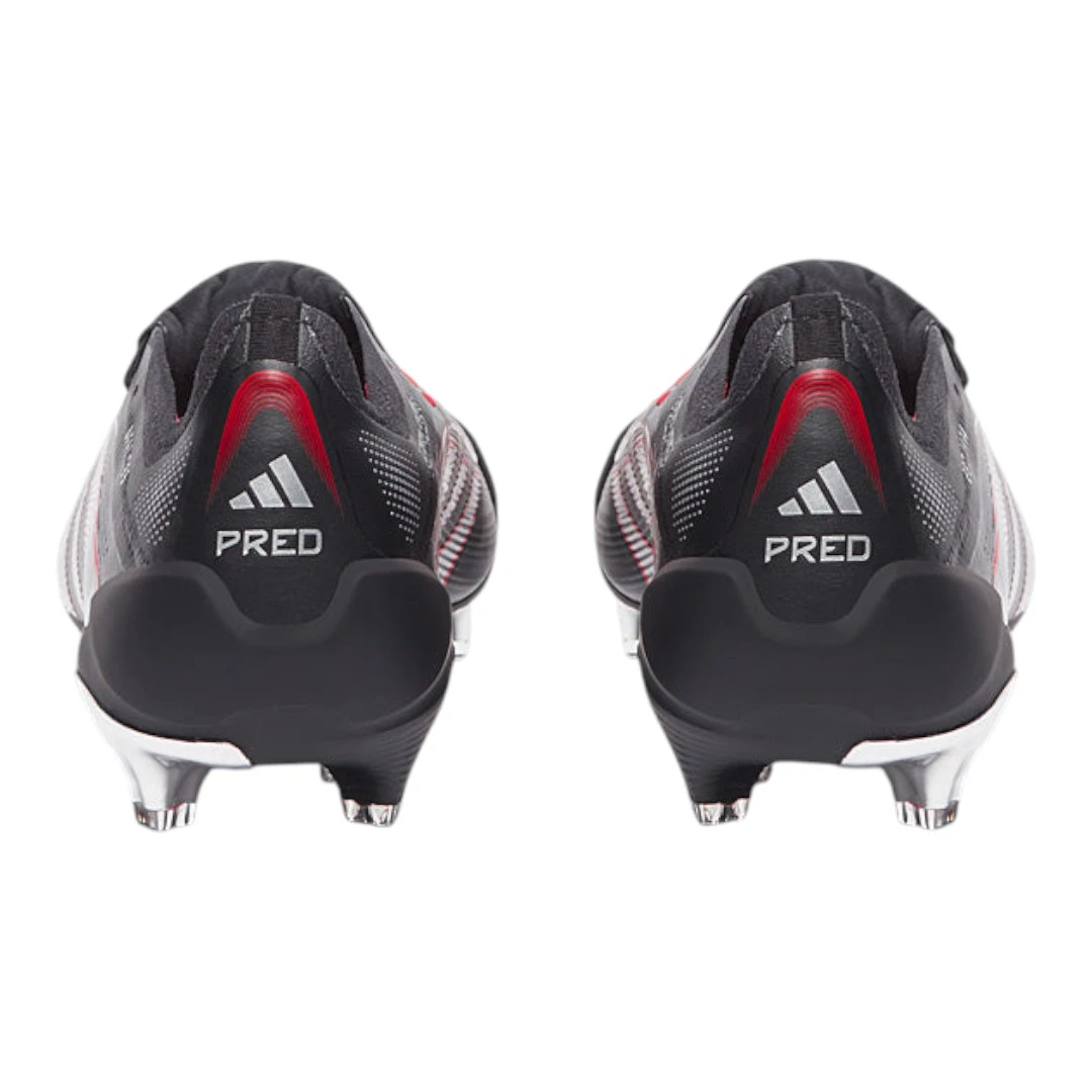 Predator Elite Leather FG Fold-Over Tongue - Black/Silver/Red