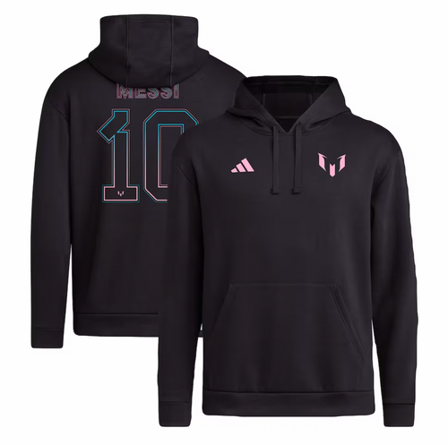 Messi Name & Number Fleece Pullover Black Hoodie