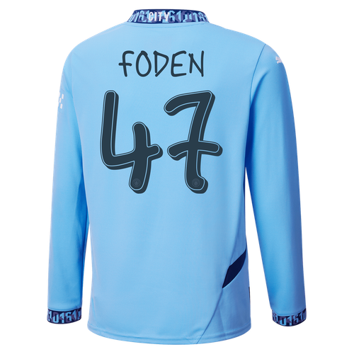 FODEN #47 Manchester City 24/25 Men's Home Long Sleeve Shirt - Man City Font