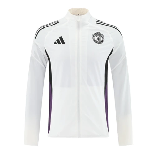 Manchester United 25/26 Men's White Long Zip Windbreaker