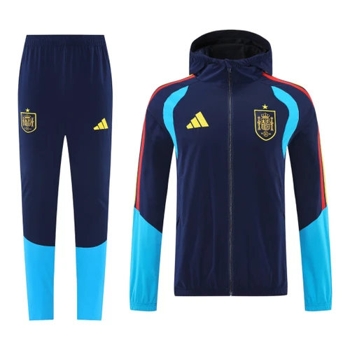 Spain 2026 Men's Blue Long Zip Hoodie Tracksuit