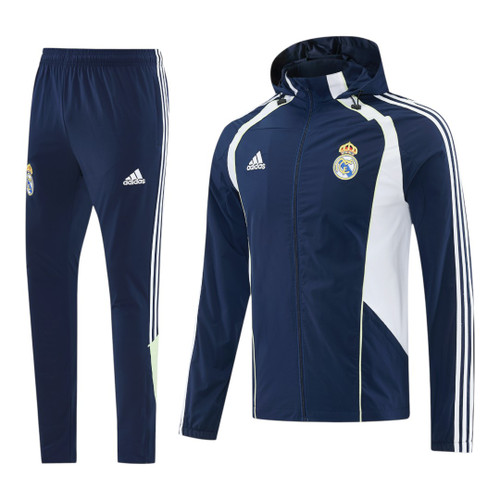 Real Madrid 25/26 Men's Navy Long Zip Windbreaker
