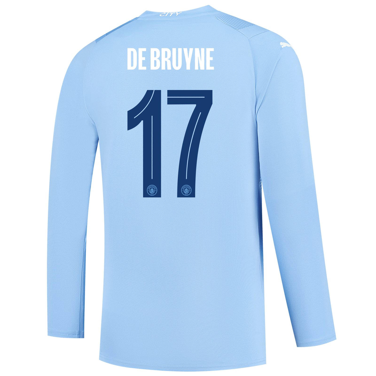 DE BRUYNE #17 Manchester City 23/24 Men's Home Long Sleeve Shirt - Man City Font