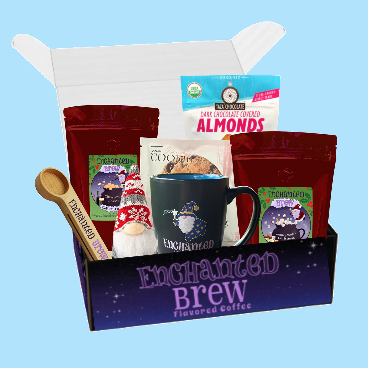 Christmas Spirit! Flavored Coffee Christmas Gift Box w/Treats & Accessories  - Perfect Christmas Present for Coffee Lovers! - FREE SHIPPING!